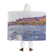 Load image into Gallery viewer, Merrimack River Ink Link Hooded Sherpa Fleece Blanket
