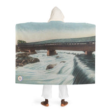 Load image into Gallery viewer, Amoskeag Falls Ink Link Hooded Sherpa Fleece Blanket
